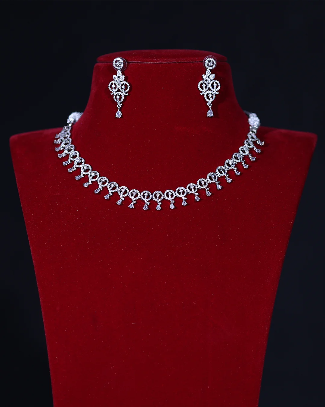 Diamond Look CZ Necklace Set for Women – Elegant Wedding & Party Wear Jewellery