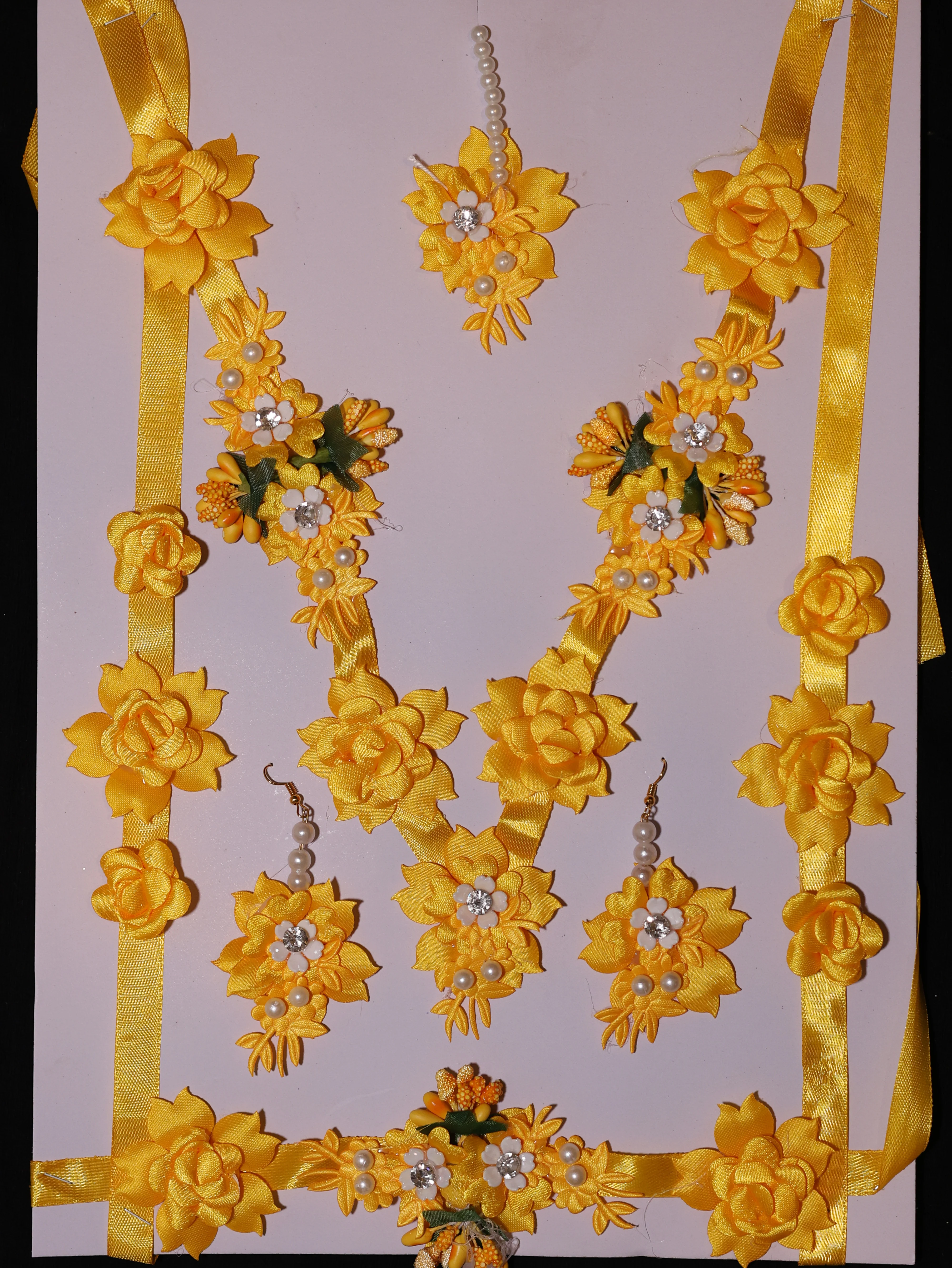 Golden Bloom Bridal Haldi Floral Jewellery Set