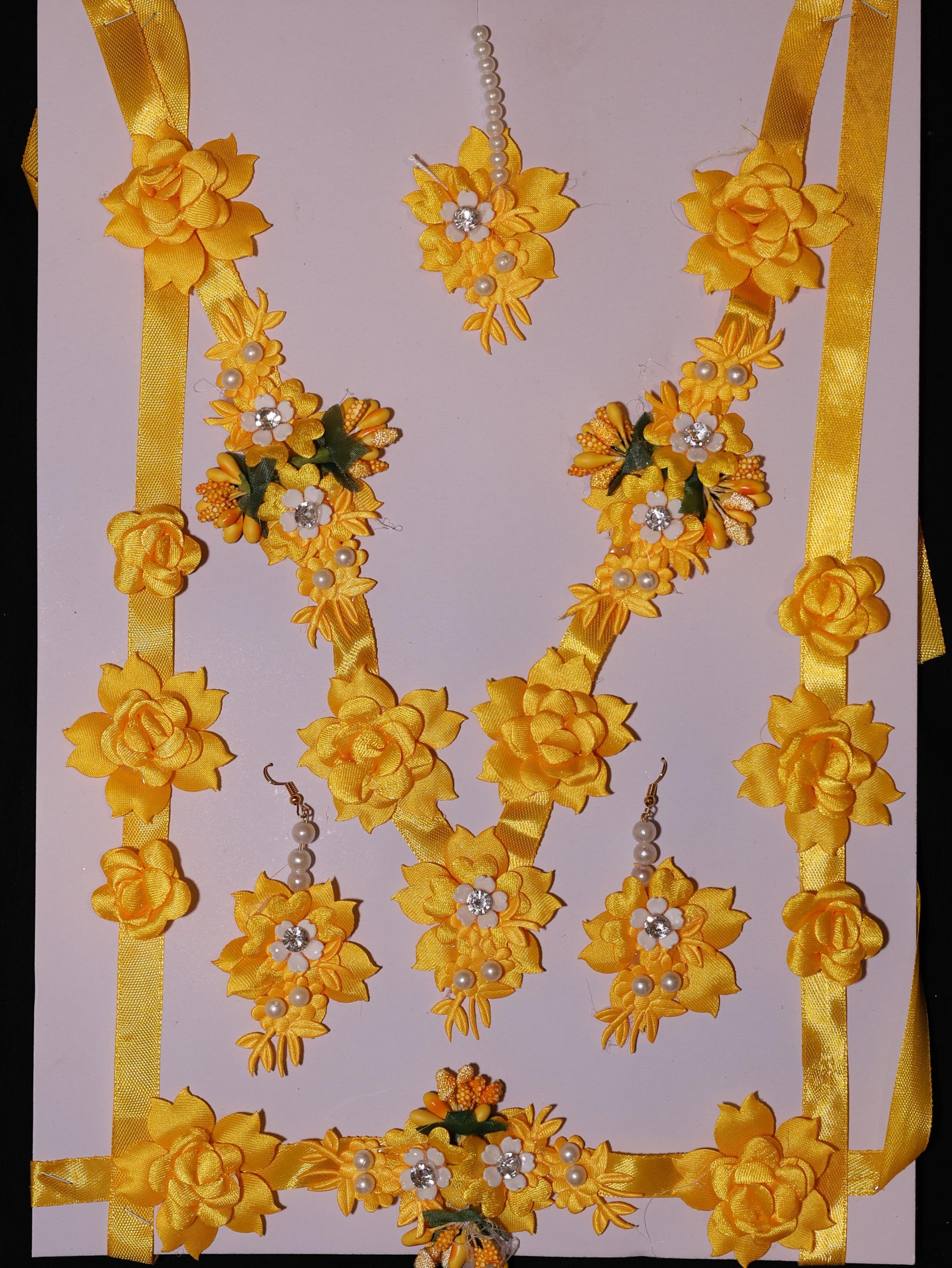 Golden Bloom Bridal Haldi Floral Jewellery Set