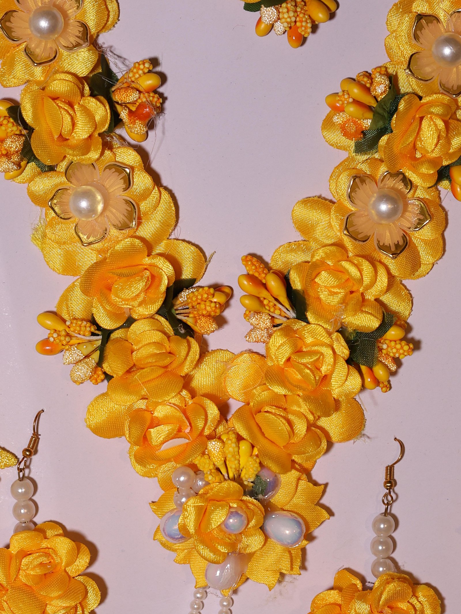 Royal Golden Blossom Bridal Haldi Floral Jewellery Set - Image 2