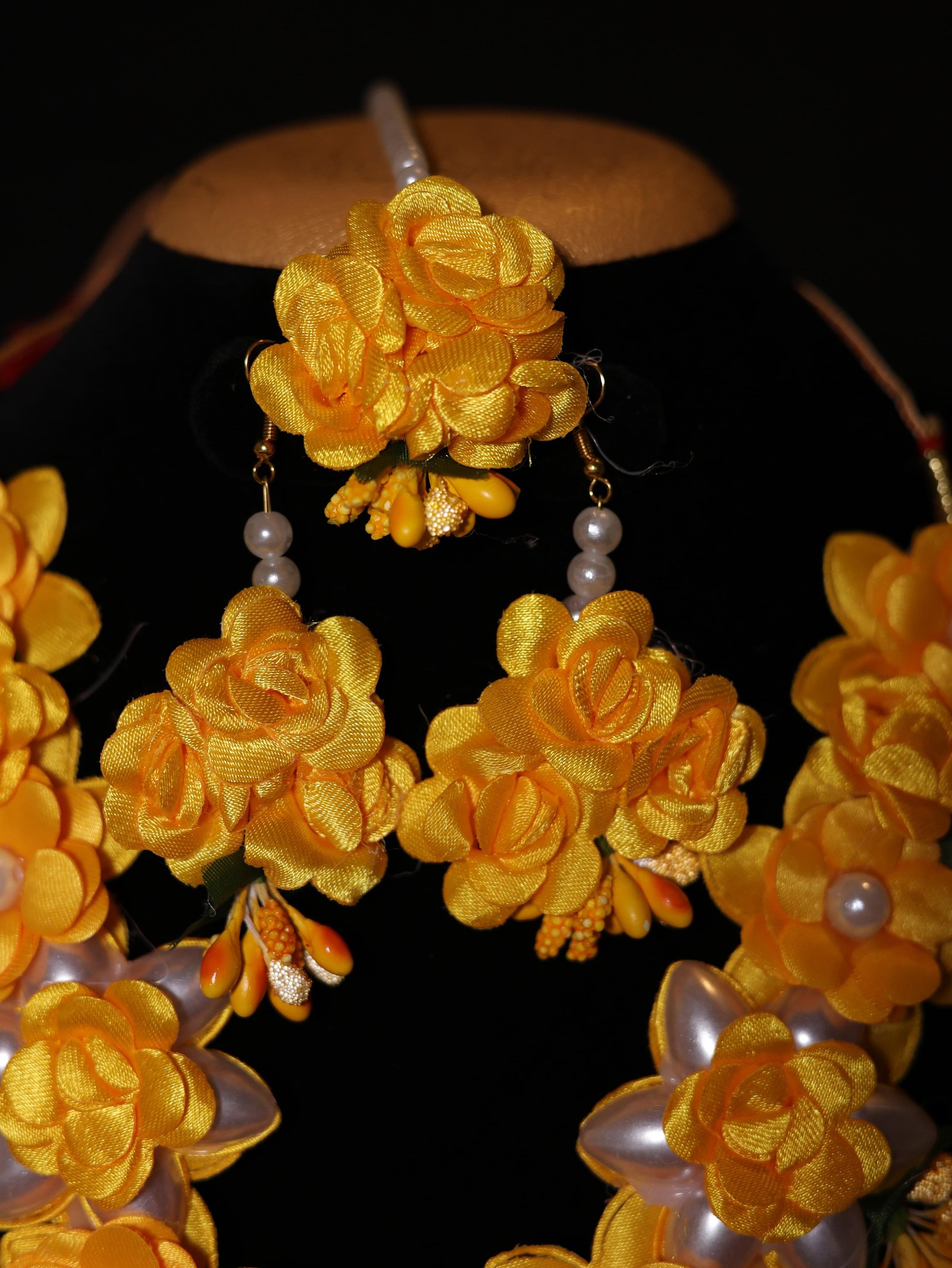 Royal Golden Blossom Bridal Haldi Floral Jewellery Set - Image 4