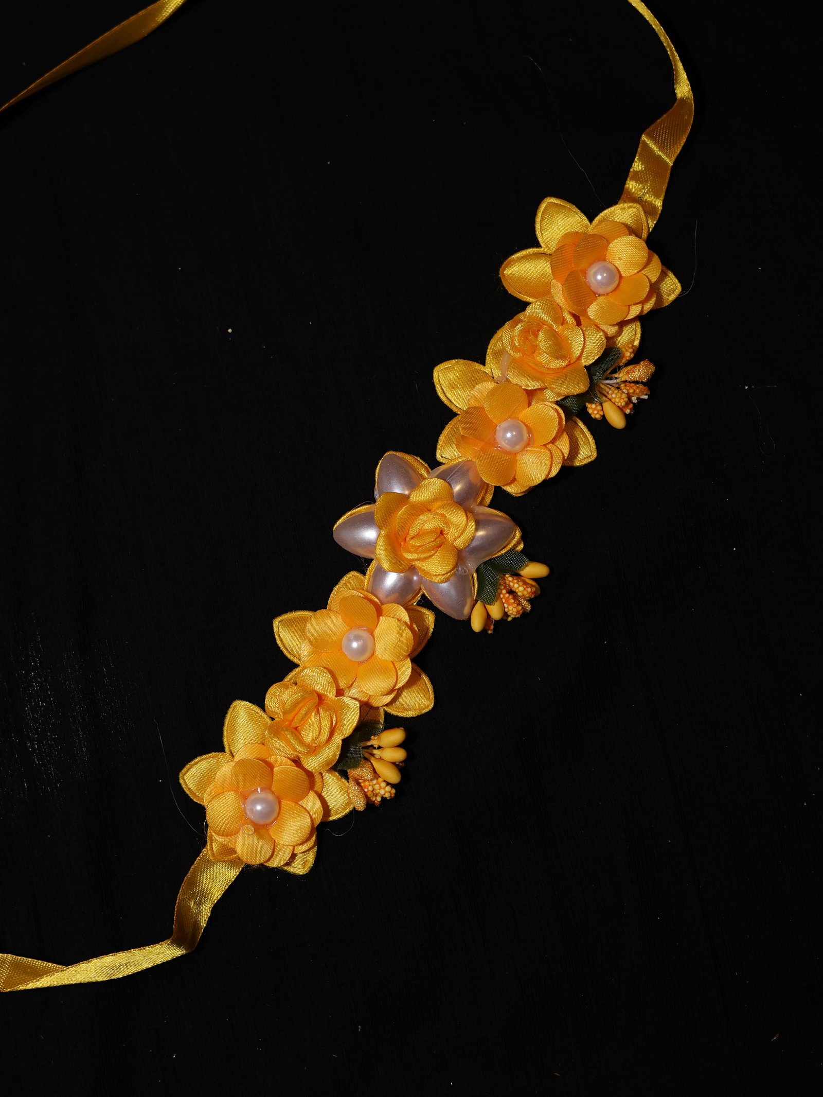 Royal Golden Blossom Bridal Haldi Floral Jewellery Set - Image 6