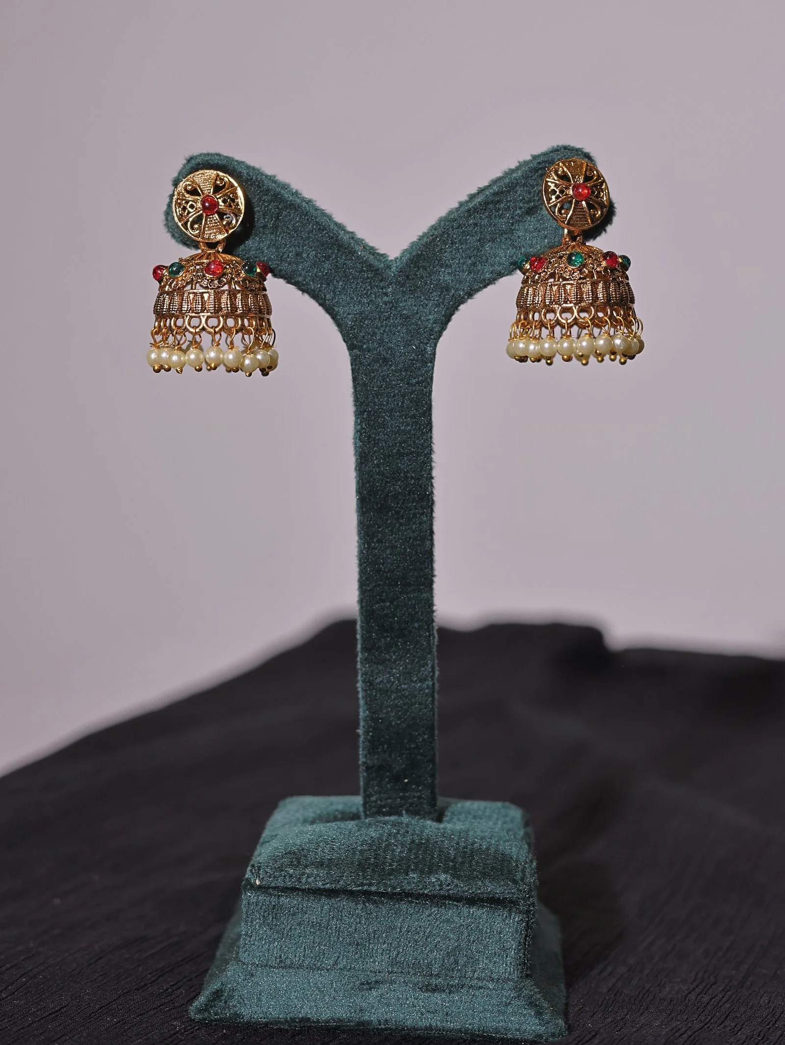 Traditional Multicolor Kundan Pearl Jhumka Earrings
